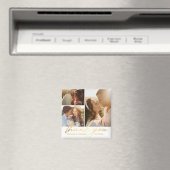 感謝してい書の写真結婚コラージュ3枚 マグネット (インサイチュ (食洗機))