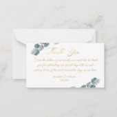 感謝してい書金ゴールドユ結婚カリ ノートカード (裏面)