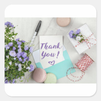 感謝してい束！おもしろいサンキューステッカー スクエアシール