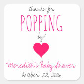 感謝してい来たぞ！赤ちゃんシャワー好き – 女の子 スクエアシール (正面)