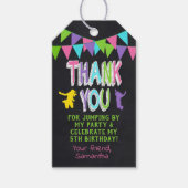 感謝してい来のジャンプパーティーピンクメッセージカード ギフトタグ (正面)