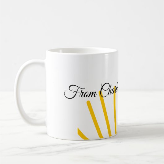 感謝してい来の名前の追加文字メッセージsun コーヒーマグカップ (左)