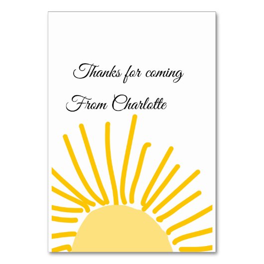 感謝してい来の名前の追加文字メッセージsun テーブルナンバー (正面)