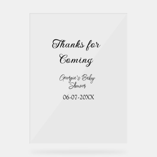 感謝してい来モダンのベビシャワーシンプルの類型 アクリルサイン (正面)