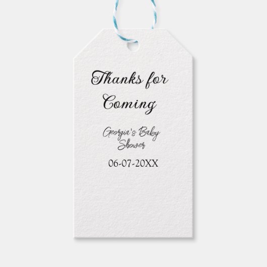 感謝してい来モダンのベビシャワーシンプルの類型 ギフトタグ (正面)