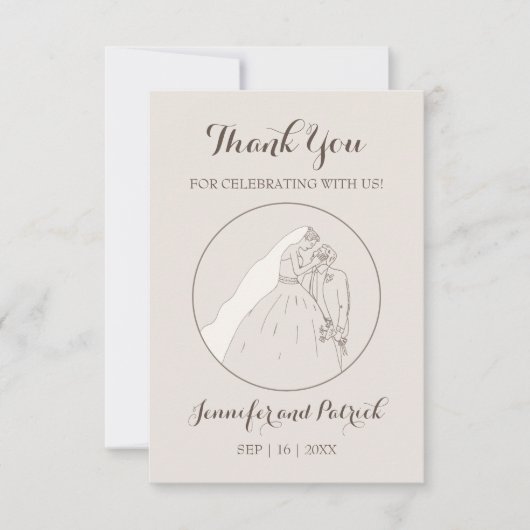 感謝してい来我らの結婚ために恋人たちのキス。 サンキューカード (正面)