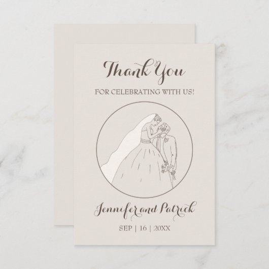 感謝してい来我らの結婚ために恋人たちのキス。 サンキューカード (正面/裏面)