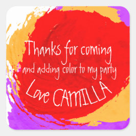 感謝してい来絵を描のパーティーシール スクエアシール