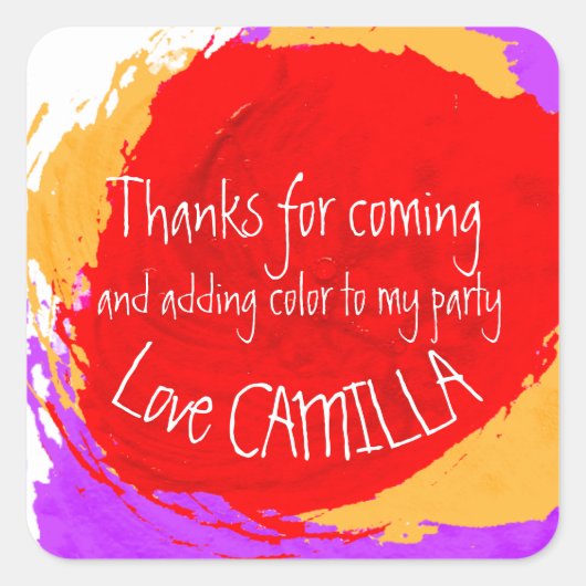 感謝してい来絵を描のパーティーシール スクエアシール (正面)