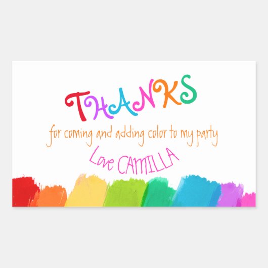 感謝してい来絵を描のパーティーシール 長方形シール (正面)