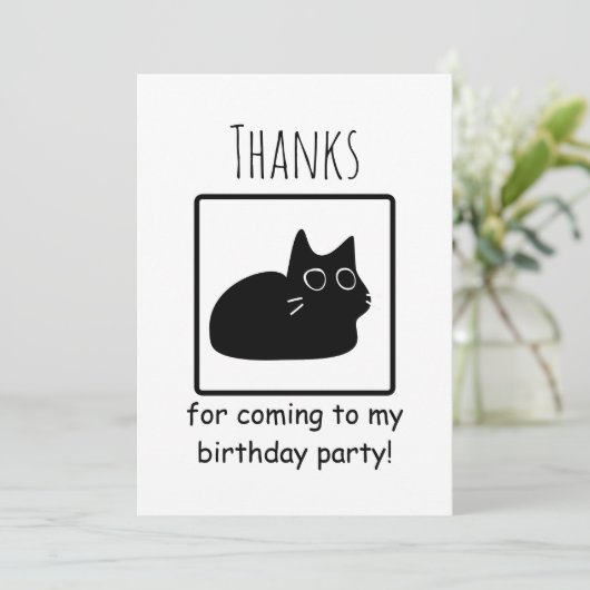 感謝してい来誕生日パーティーの猫のために サンキューカード (スタンド正面)