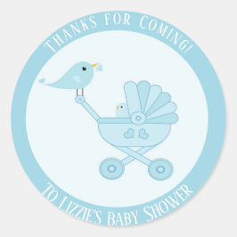 感謝してい来Blue Boy Baby Showerシール ラウンドシール