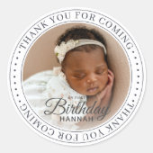 感謝してい来Forの最初の誕生日写真 ラウンドシール (正面)
