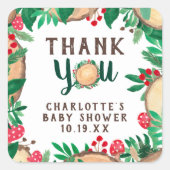 感謝してい林森林水彩赤ちゃんシャワー スクエアシール (正面)