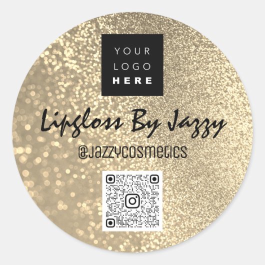 感謝してい業務パッフェイクグ金ゴールドQRCodeロゴ ラウンドシール (正面)
