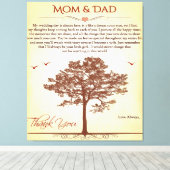 感謝してい母とパパの贈り物、母/父の日の贈り物 キャンバスプリント (インサイチュ (ウッドフロア))
