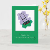 感謝してい気には芝刈り機のあるヤードに カード (黄色い花)