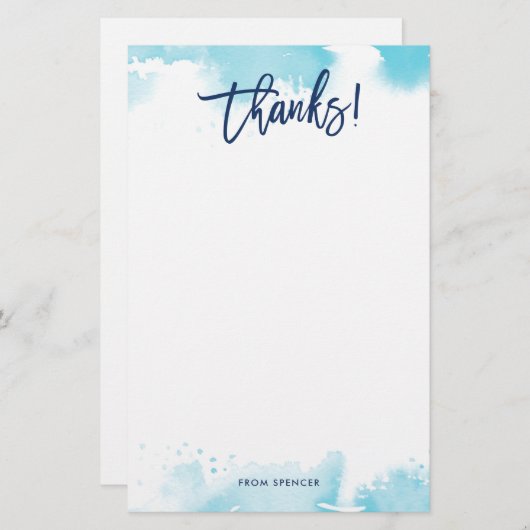 感謝してい注手モダン水の色 便箋 (正面/裏面)