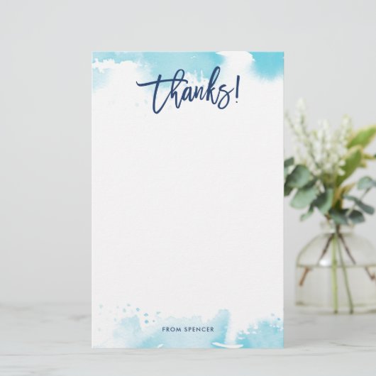 感謝してい注手モダン水の色 便箋 (スタンド正面)