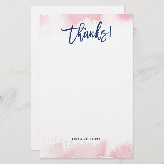感謝してい注手書きモダンピンクの水色 便箋 (正面/裏面)
