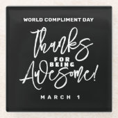 感謝してい為に素晴らし!世界賛辞の日 ガラスコースター (正面)