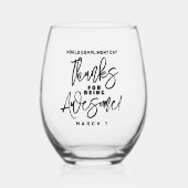 感謝してい為に素晴らし!世界賛辞の日 ステムなしワイングラス (正面)