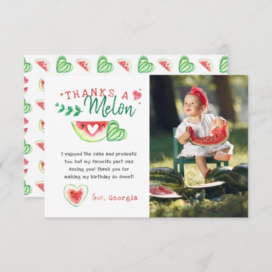 感謝してい瓜 |スイカ誕生日ありがとう サンキューカード (正面/裏面)