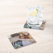 感謝してい白い書道の結婚写真 スクエアペーパーコースター (インサイチュ)