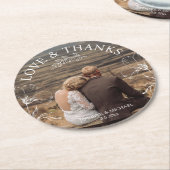 感謝してい白い花の植物結婚の写真 ラウンドペーパーコースター (アングル)