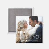 感謝してい白トレンドタイポグラフィ結婚の写真 マグネット (正面/裏面)