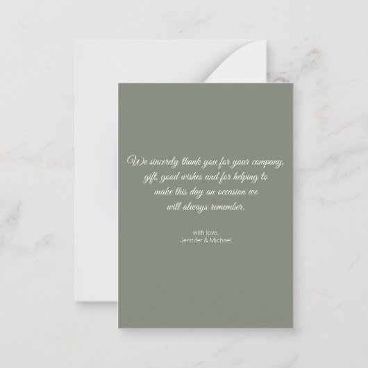 感謝してい白モダンタイポグラフィの写真結婚。 ノートカード (裏面)