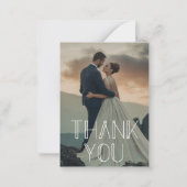 感謝してい白モダンタイポグラフィの写真結婚。 ノートカード (正面)