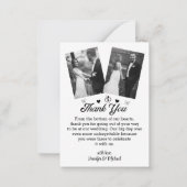 感謝してい白結婚黒の写真3枚 ノートカード (裏面)