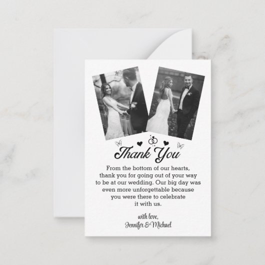 感謝してい白結婚黒の写真3枚 ノートカード (裏面)