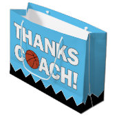 感謝してい監督！バスケットボールコーチズスポーツチームパーティー ラージペーパーバッグ (正面アングル)