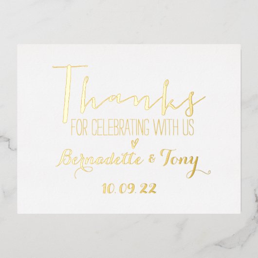 感謝してい祝一緒に!結婚感謝 箔招待状ポストカード (正面)