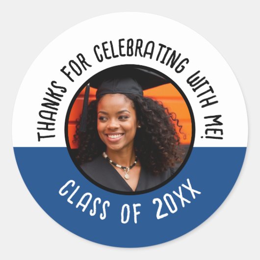 感謝してい祝一緒にGrad Photo Class ラウンドシール (正面)