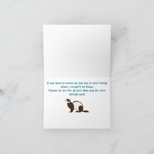 感謝してい私のフェレット気にを取って サンキューカード (内部)