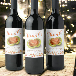感謝してい秋栗ハート水色カスタム ワインラベル