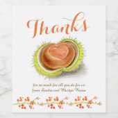 感謝してい秋栗ハート水色カスタム ワインラベル (シングルラベル)