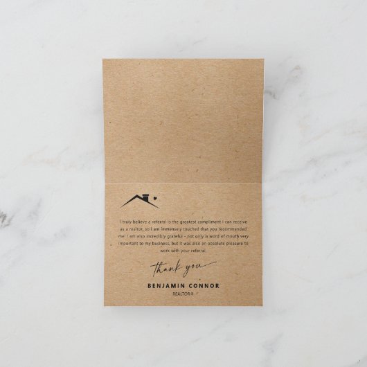 感謝してい紹介不動産仲介業者のエステートクラフトへ サンキューカード (内部)