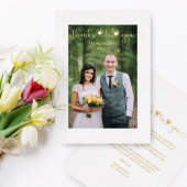 感謝してい結婚のゴールデンハートお洒落スクリプト 箔招待状