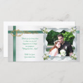 感謝してい結婚の写真カードリボン サンキューカード (正面/裏面)