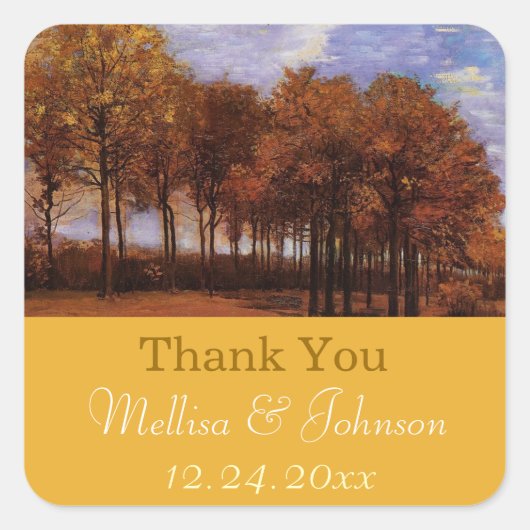 感謝してい結婚は秋の結婚式だ スクエアシール (正面)