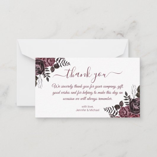 感謝してい結婚フローラのモダン赤い文字 ノートカード (正面)
