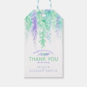 感謝してい結婚フローラ抽象芸術イベント緑紫 ギフトタグ (正面)