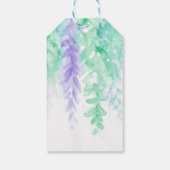 感謝してい結婚フローラ抽象芸術イベント緑紫 ギフトタグ (裏面)