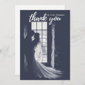 感謝してい結婚写真カードだ。モダンタイポグラフィ サンキューカード (正面/裏面)