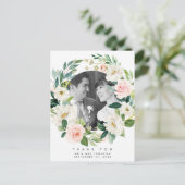 感謝してい結婚君の写真はがきピンク花模様 シーズンポストカード (スタンド正面)