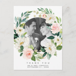 感謝してい結婚君の写真はがきピンク花模様 シーズンポストカード